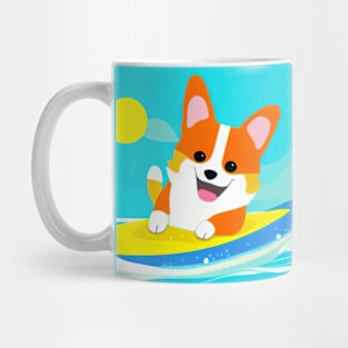 Surfing Corgi Dog Mug